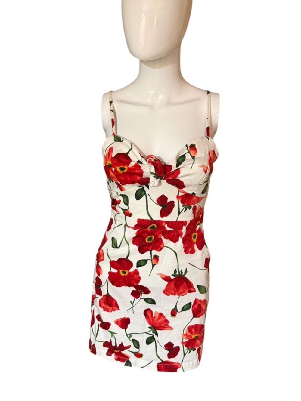 GB girls White Mini Dress with Red Floral Print